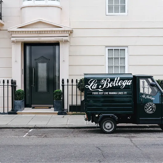 Iconic black front door of 10 Downing Street
