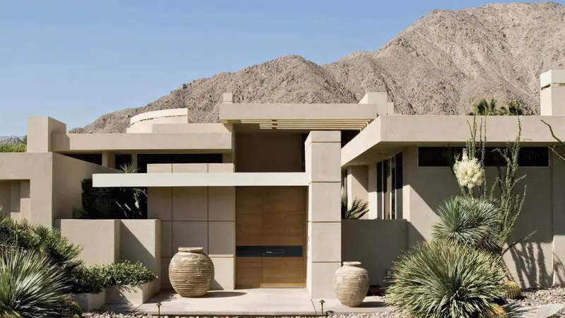 Vhodna vrata iz lesa z vgrajenim steklom in pergola nad vhodom.