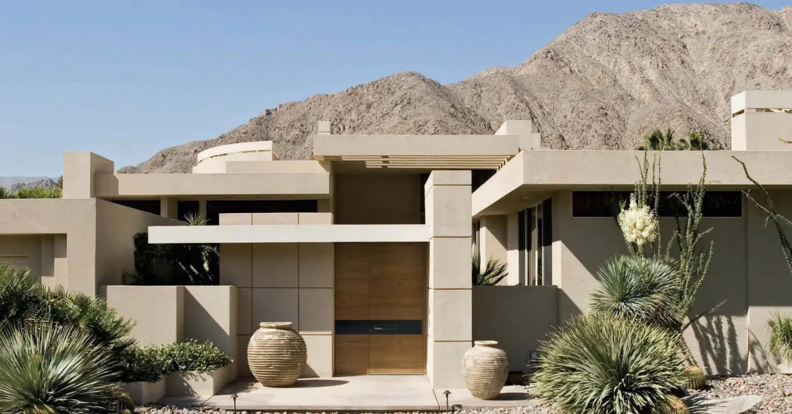 Vhodna vrata iz lesa z vgrajenim steklom in pergola nad vhodom.