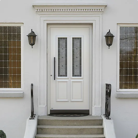 Aluminium and wood front doors