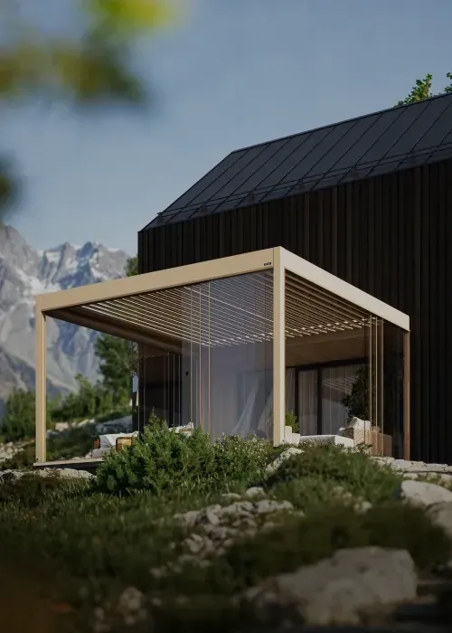 Aluminium-Pergola Mit Windschutz Nach Maß