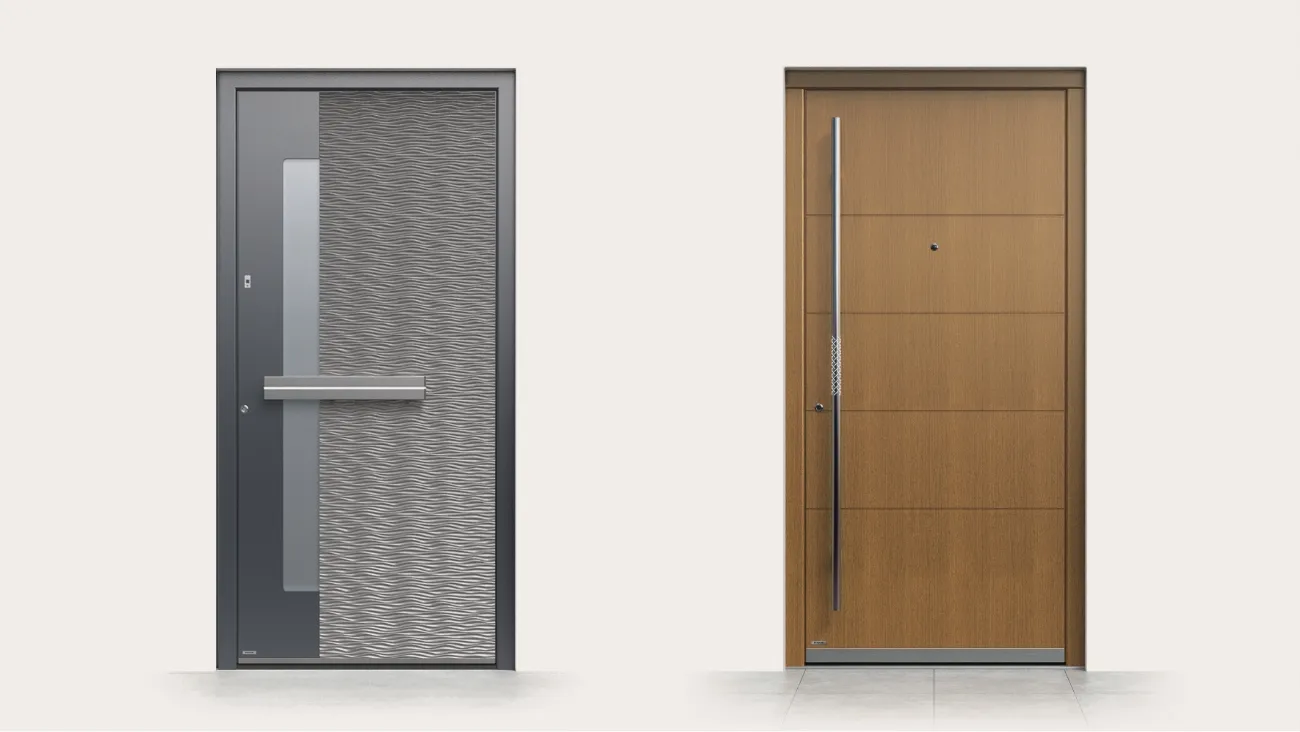 Timber, aluminium and wood-aluminium front door material options
