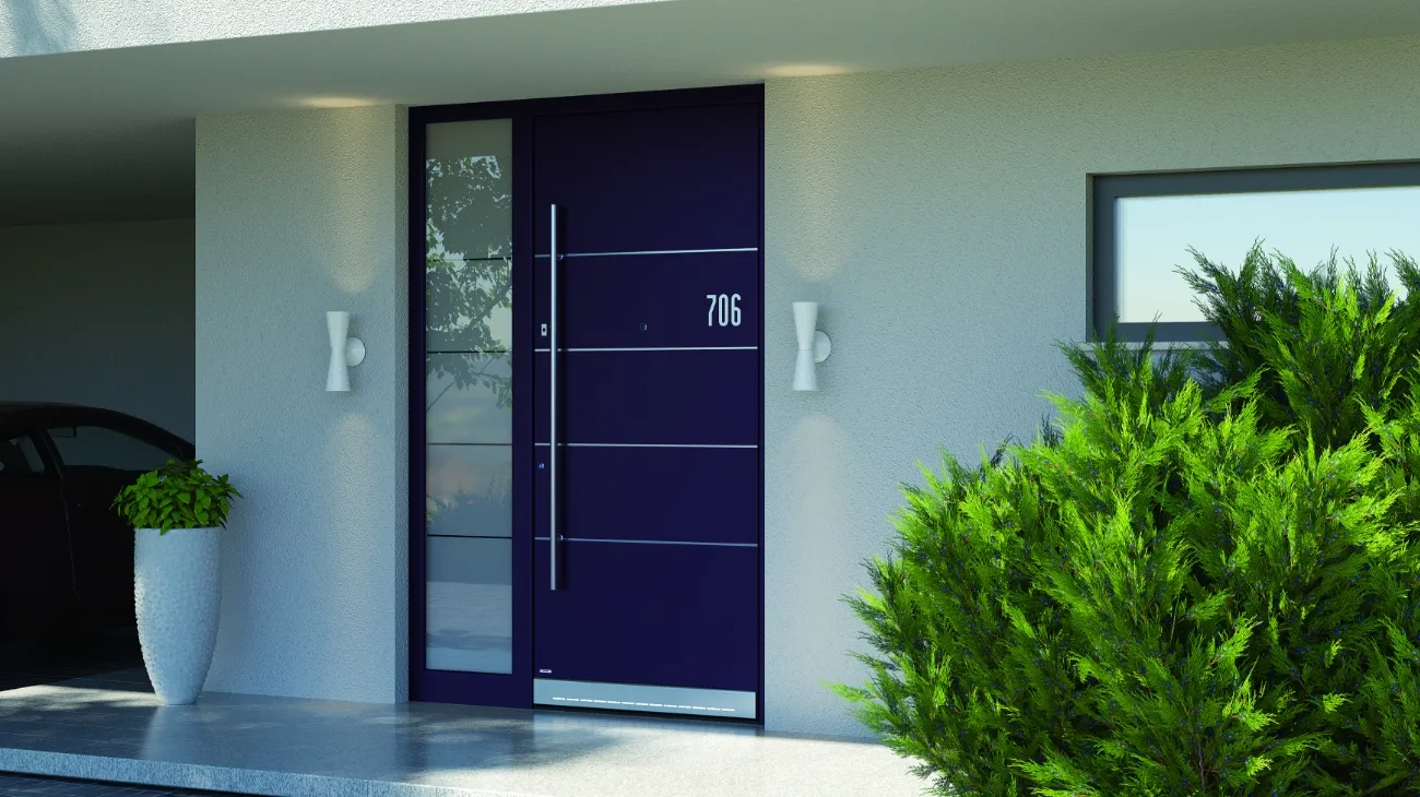 Aubergine front door with historical significance