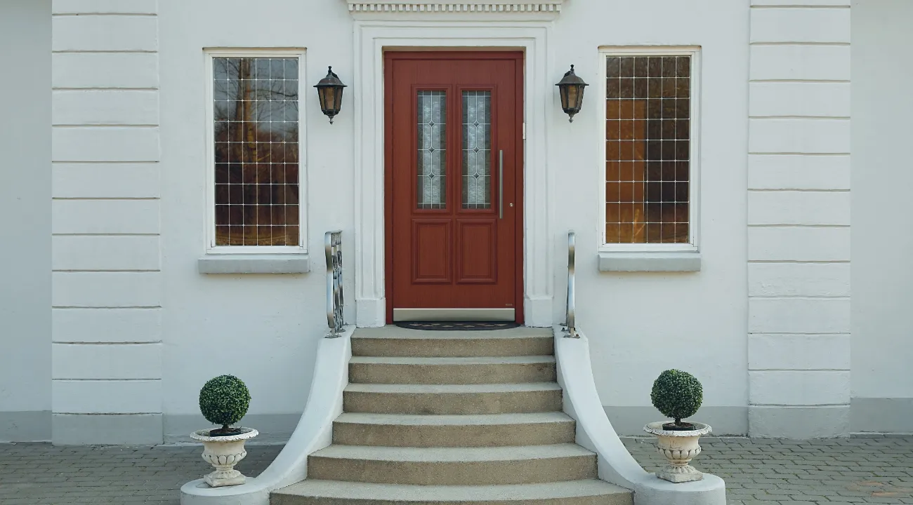 Cottage front door with glass