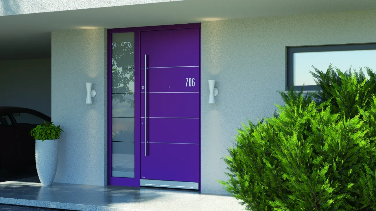 Purple door symbolising prosperity
