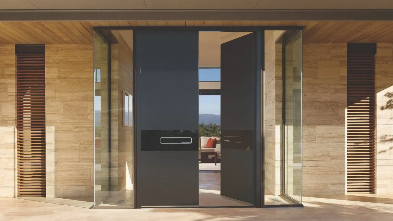 Wide double front doors open fully