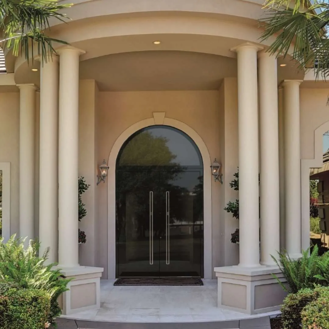 Grosse Eingangstür in Schwarz und ESG Glas