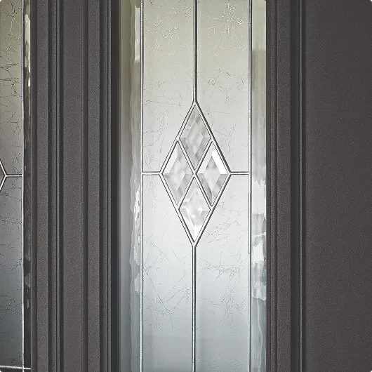 Entrance door glazing with insulation and safety glass