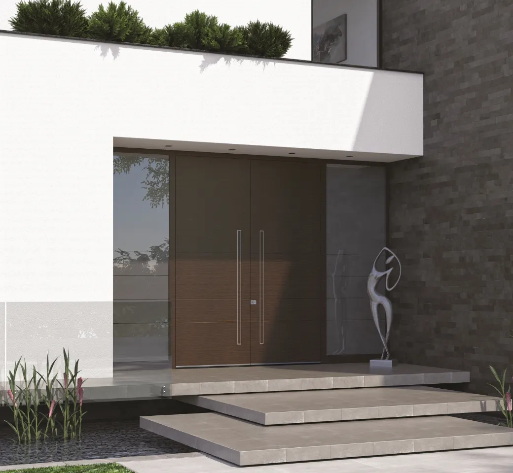 Big front door with sidelights