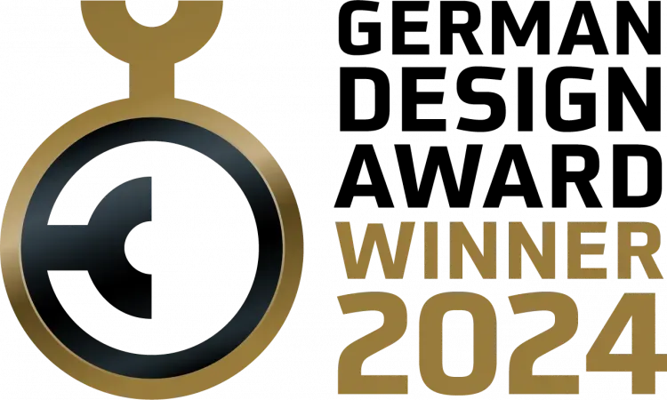 Zlata medalja z napisom zmagovalec 2024 v črni in zlati barvi.