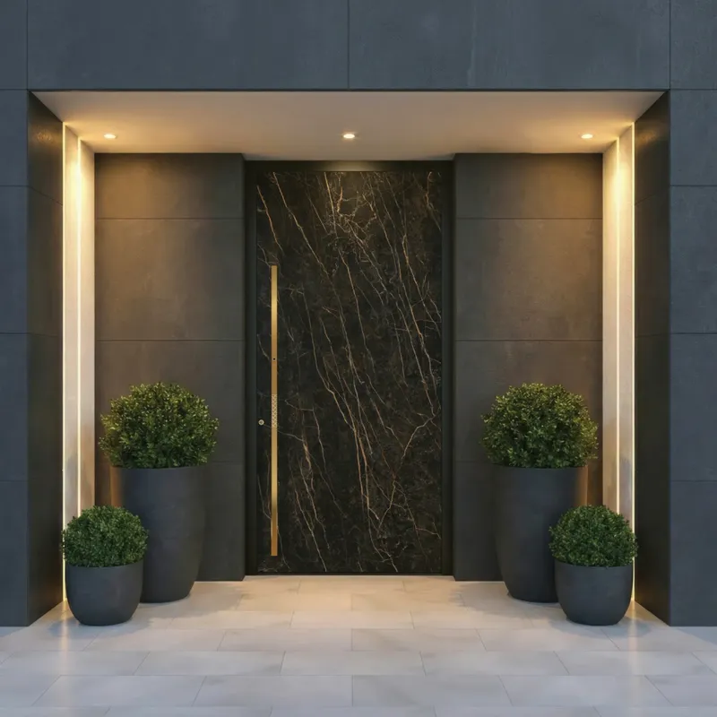 ALU Haustüren aus gesinterter Stein.