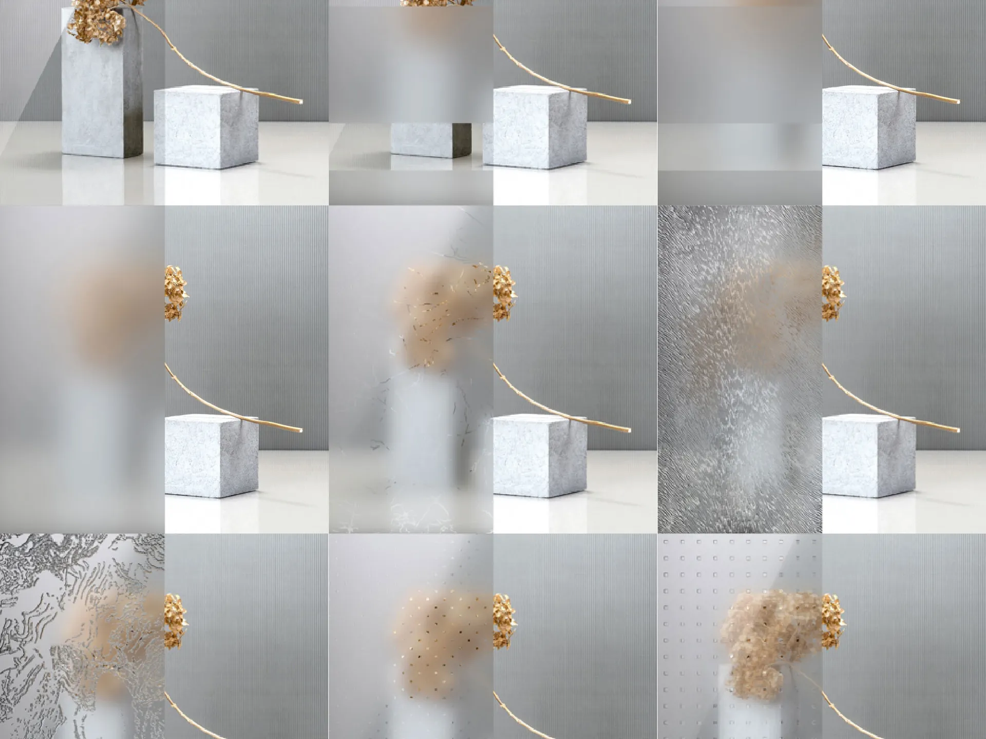 Different decorative glass finishes