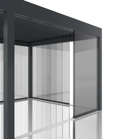 Sliding glass panels for pergolas
