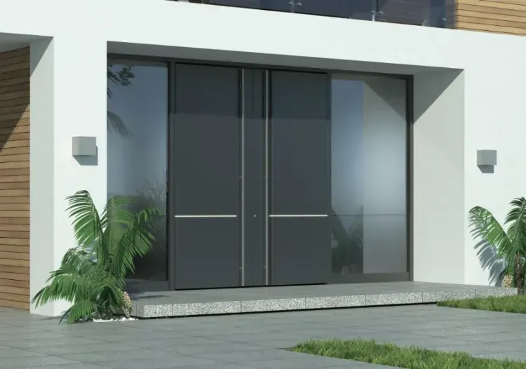 Aluminium- und Holz-Haustür mit exzellenter Funktion