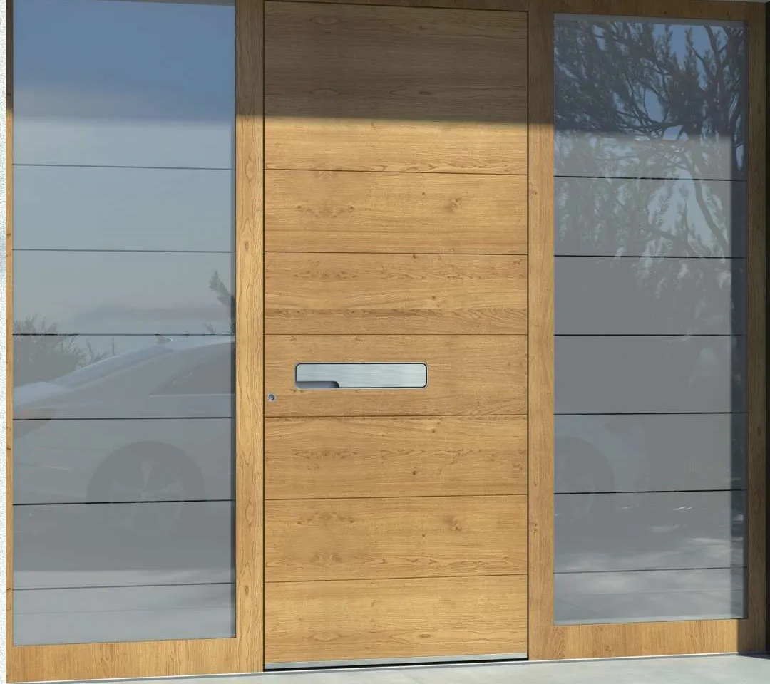 Haustür aus Holz mit Glas