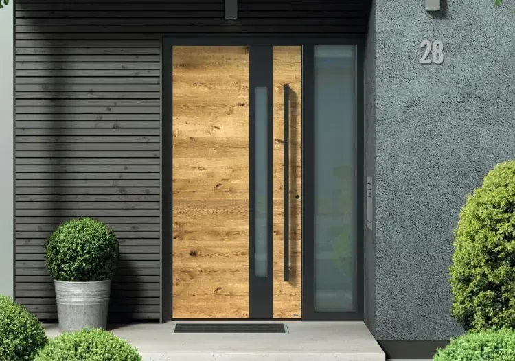 Landhaus-Haustür mit Oberlicht aus Holz oder Aluminium