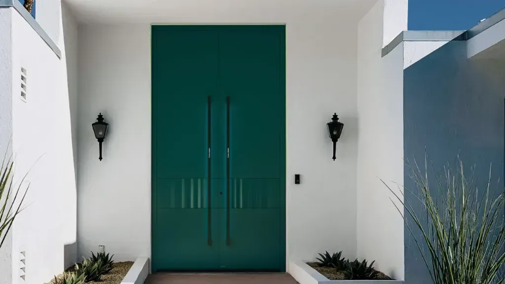Modern green front doors