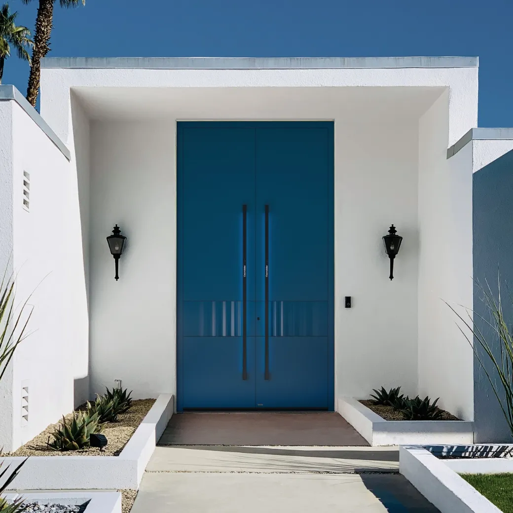 Elegant navy front doors for homes and businesses