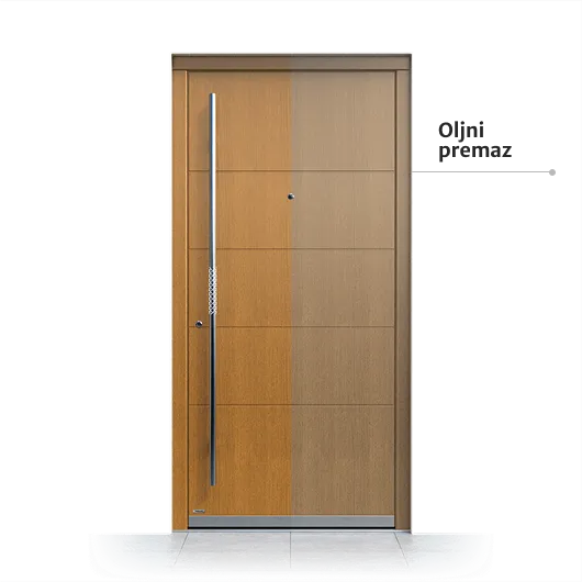 Oil coating for a natural door appearance
