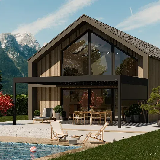 Eine Pergola am Haus