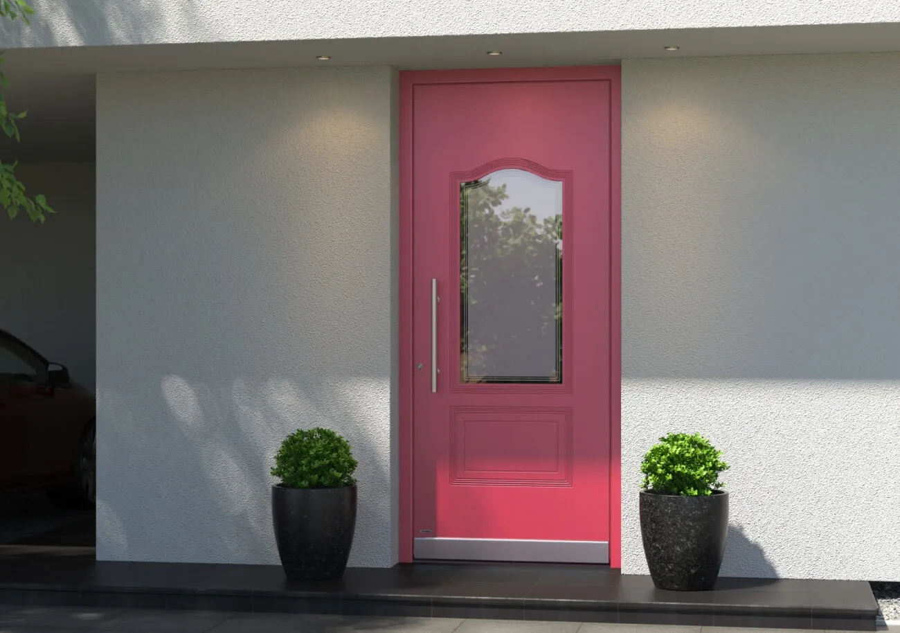 Pink aluminium front door