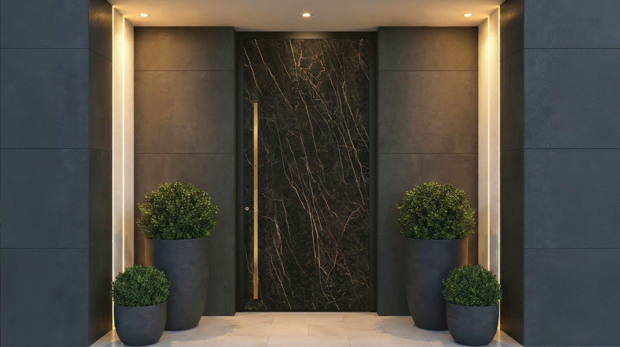 Pirnar Premium Entrance Door with Black Obsession Sintered Stone