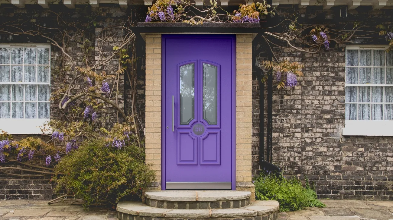 Purple door symbolising spirituality