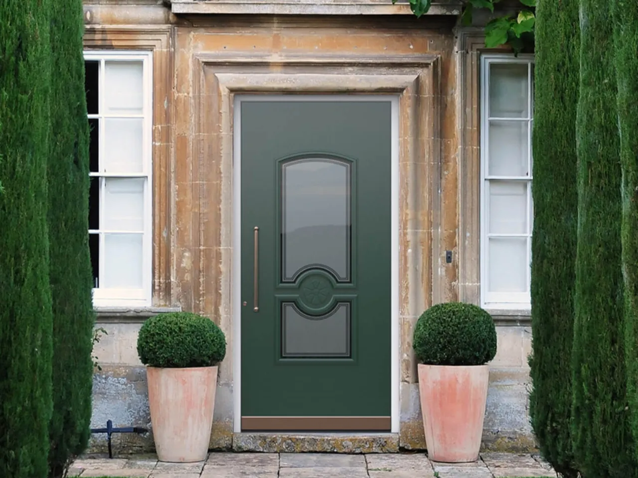 Rustic green doors