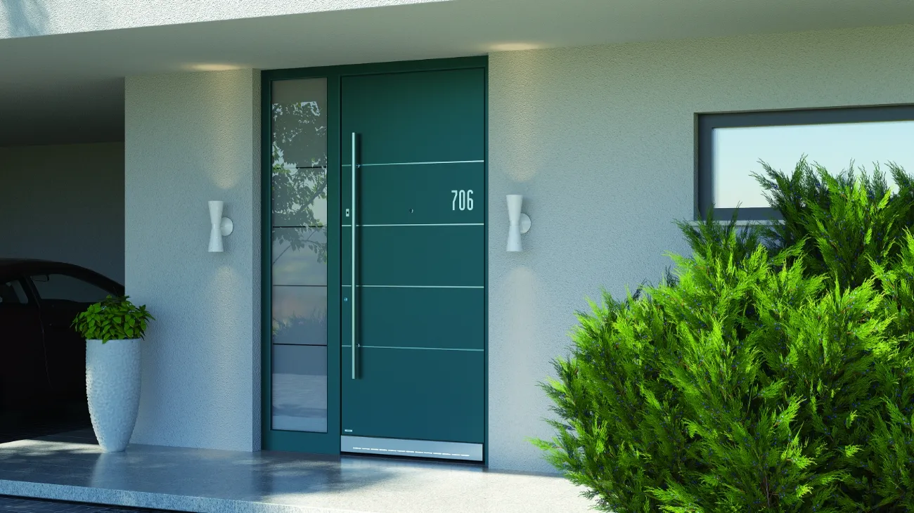 Bespoke teal front door design