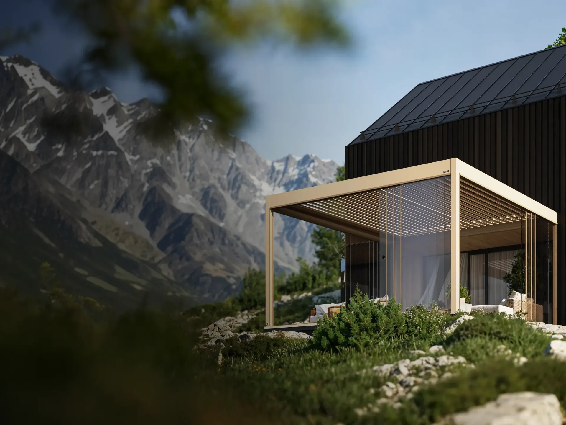 Terrassenüberdachung mit Sonnenschutz