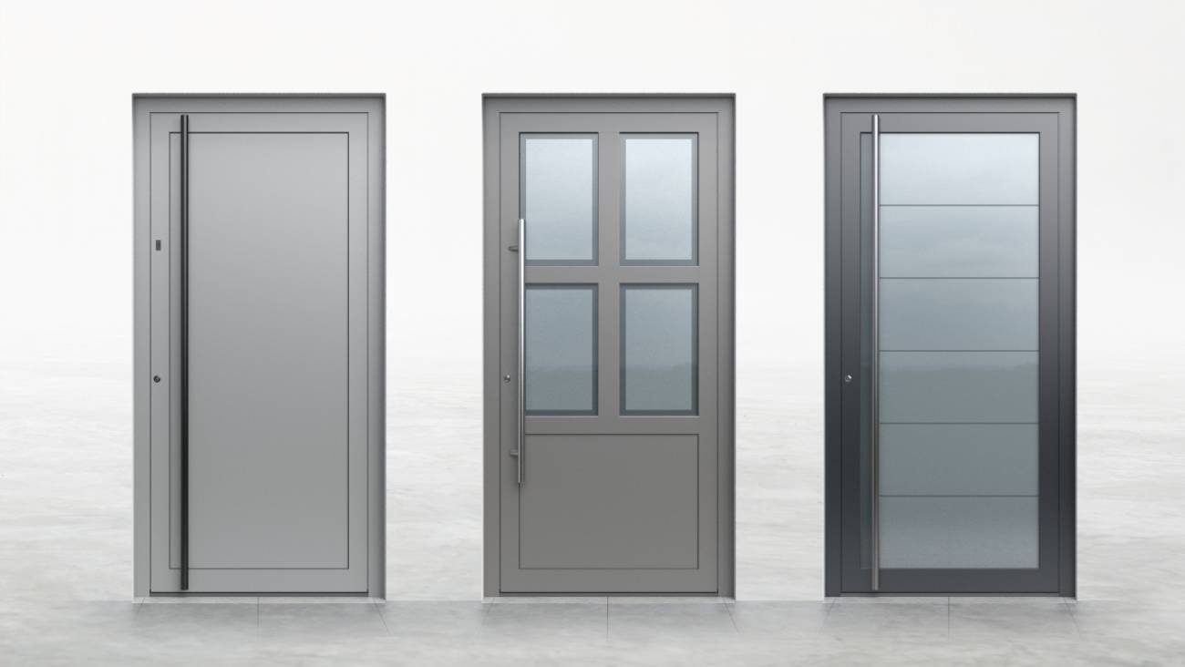 Three different exterior doors