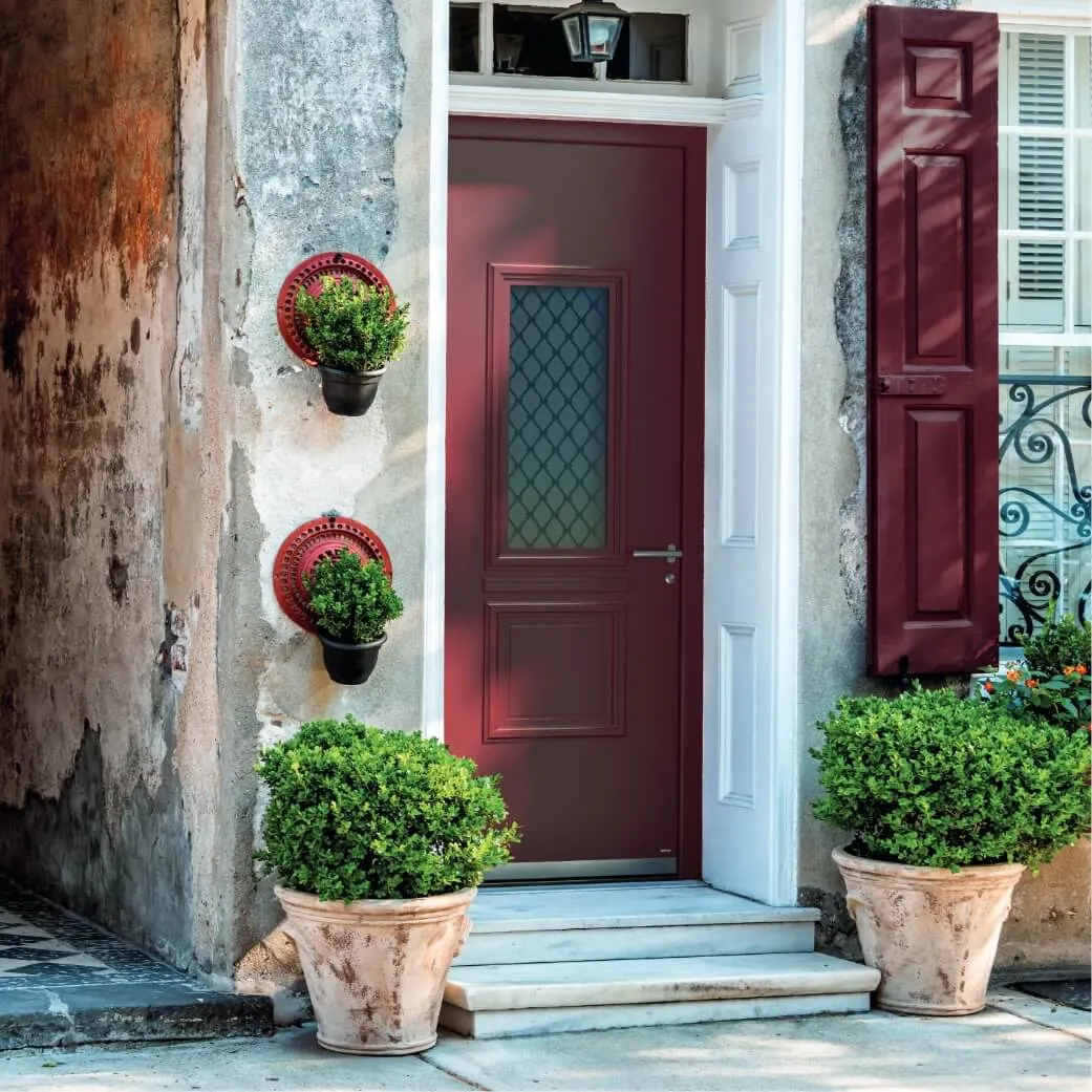 Traditional red front door wood