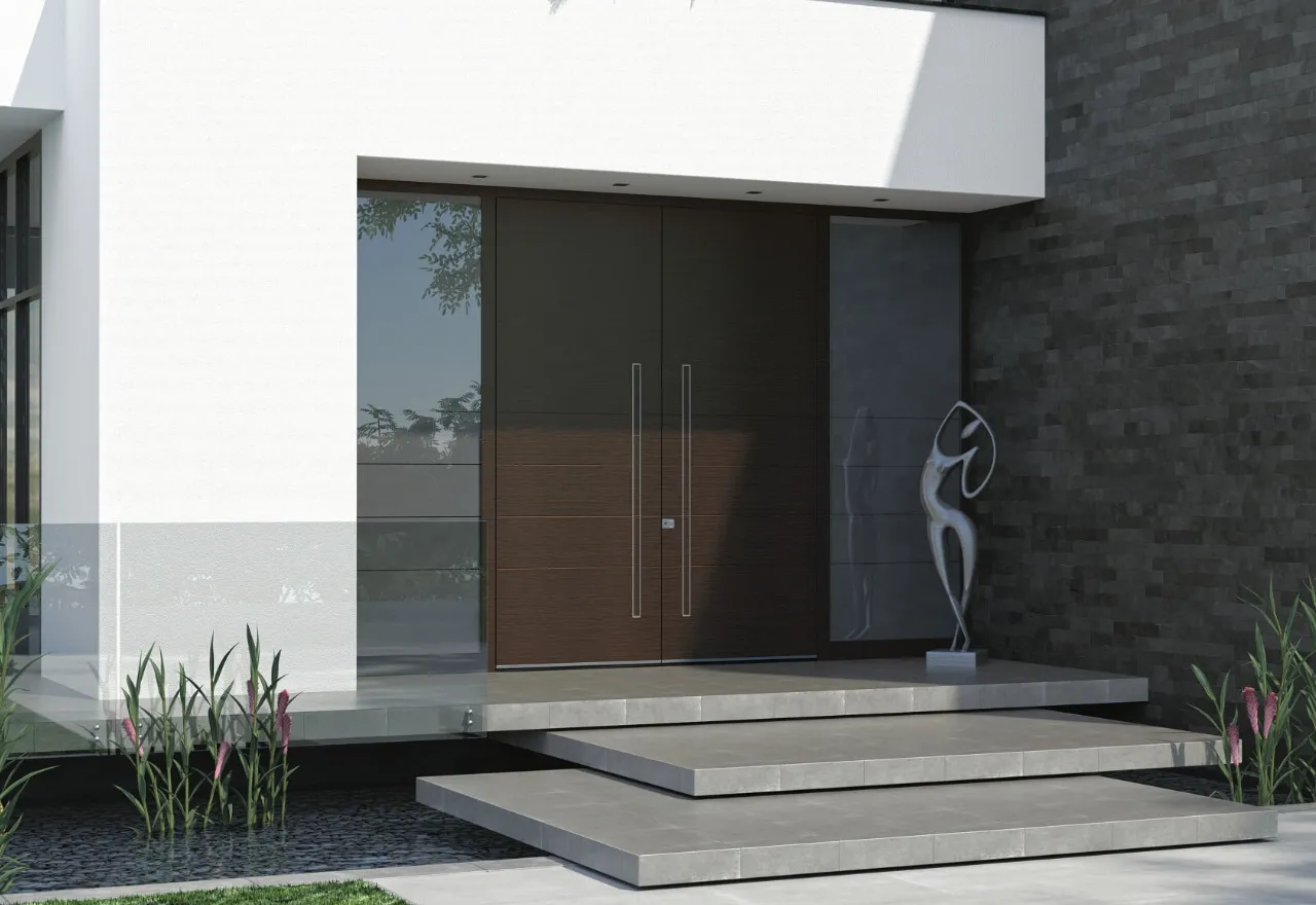 Modern wooden front door