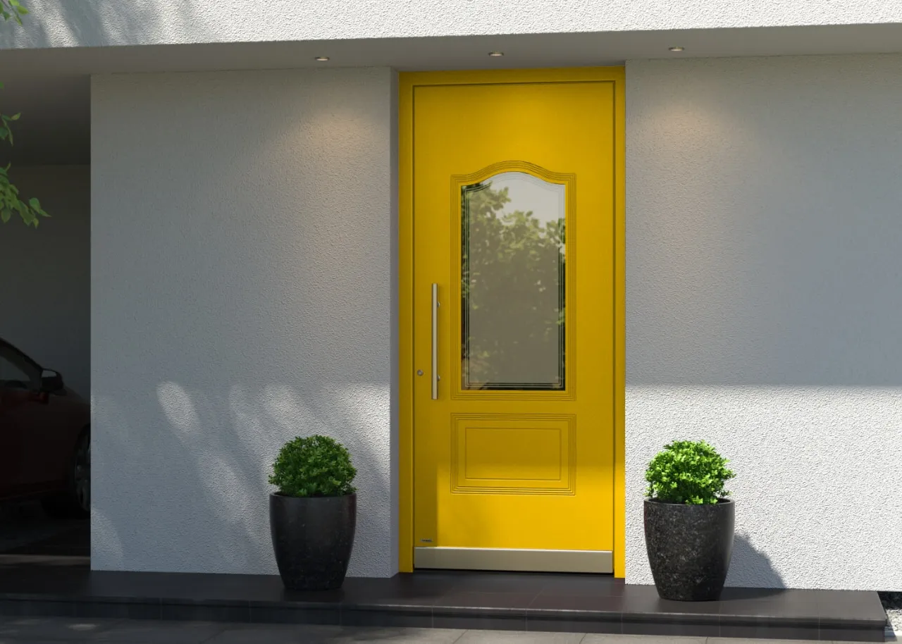 Yellow front door on homes