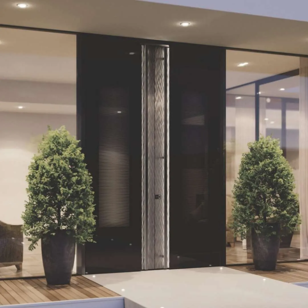 Zweifluegelige Eingangstüren mit ESG Deckglas